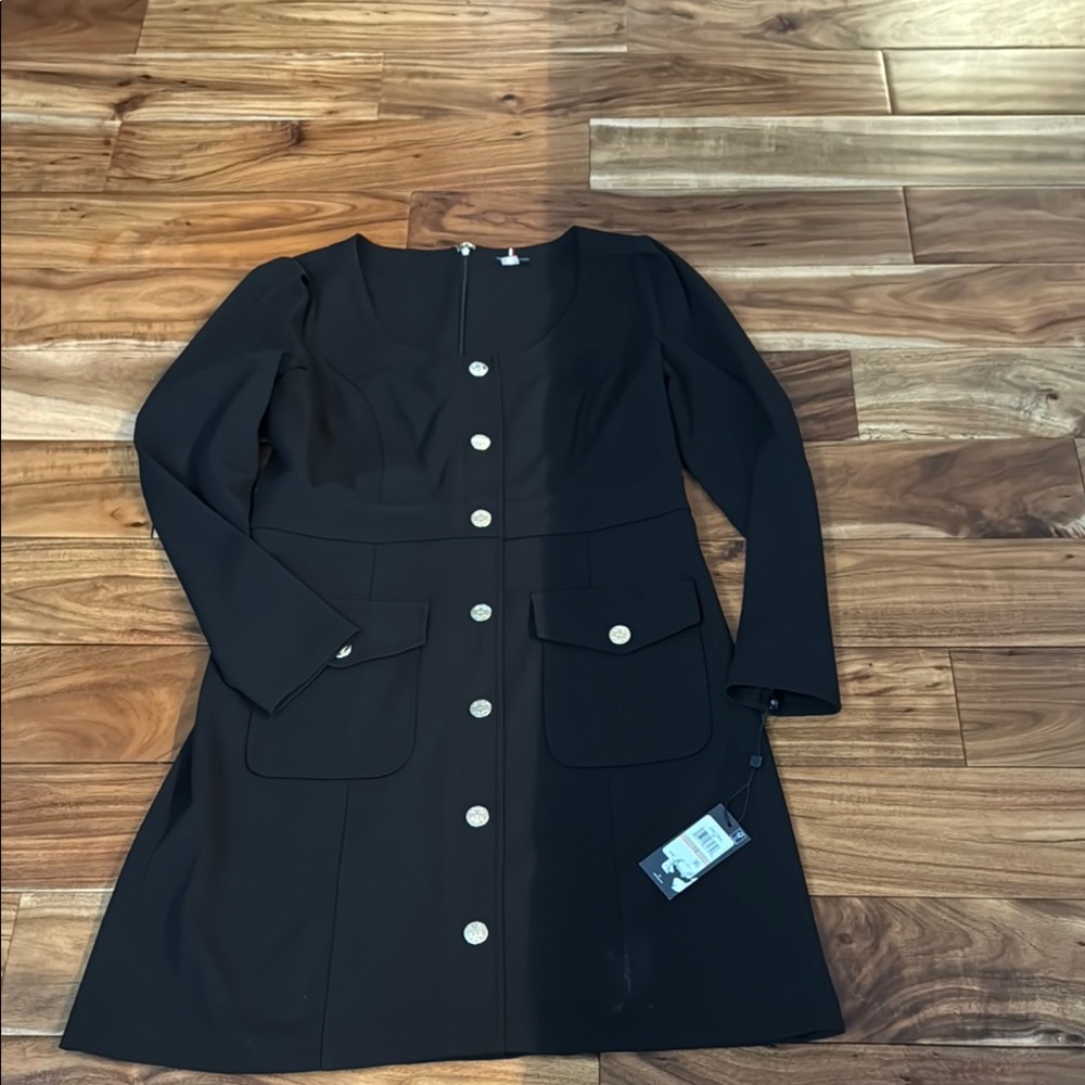 Tommy Hilfiger Black Sheath Dress Long Sleeve Crew Neck